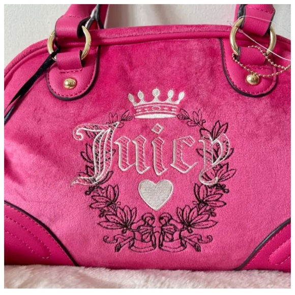 ❣️SOLD❣️ NEW Juicy Couture Free Love Heritage Bowler Satchel Crossbody Hot Pink - Picture 5 of 13